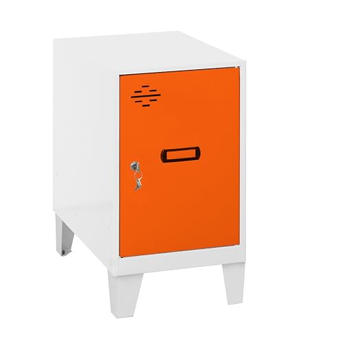 PROREGAL Schließfachwürfel AMEGO | HxBxT 57,5x40x50cm | Mit Standfüße | Orange-Weiß | Spind Schließfach Garderobe von PROREGAL