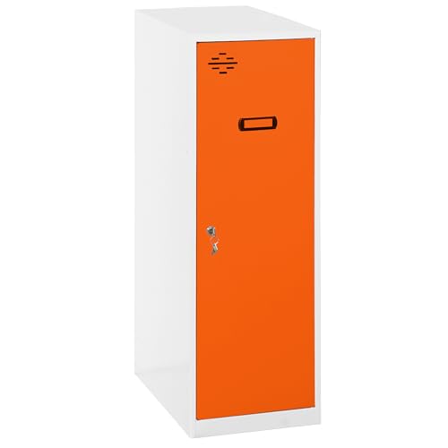 PROREGAL Schließfachwürfel AMEGO | HxBxT 91,5x30x50cm | Ohne Standfüße | Orange-Weiß | Spind Schließfach Garderobe von PROREGAL