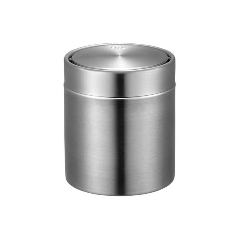 PROREGAL Schön Geformter Tischabfallbehälter Mit FlachschwIngdeckel 1,5 Liter HxØ 13,8 x 12 cm Edelstahl & Silber von PROREGAL