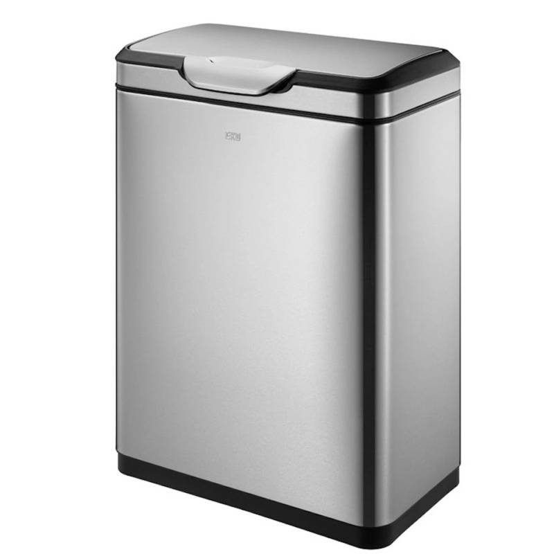 PROREGAL Schöner Abfalleimer Aus Gebürstetem Edelstahl Mit Breiter Touch Öffnung 40 Liter HxBxT 67,4 x 28 x 46 cm Silber von PROREGAL