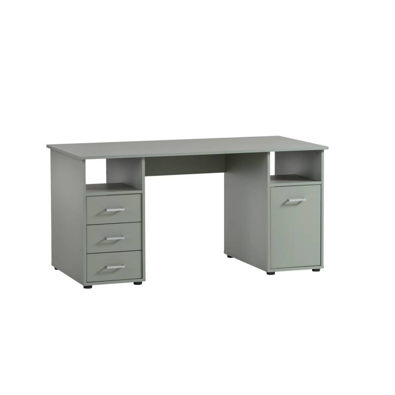 PROREGAL Schreibtisch Fox Large HxBxT 87 x 150 x 70 cm 3 Schubladen 2 Offene Fächer & 1 Fach mit Flügeltür Pistazie von PROREGAL