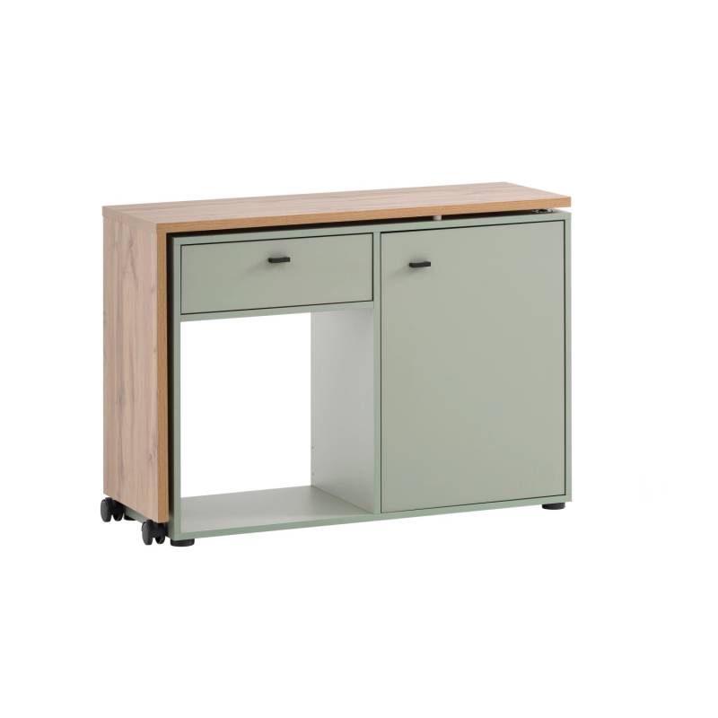 PROREGAL Schreibtisch mit Drehbarer Arbeitsplatte Monkey HxBxT 75 x 105 x 39 cm 1 Schublade & 1 Aktenschrank mit 2 Fächern Eiche & Pistazie von PROREGAL