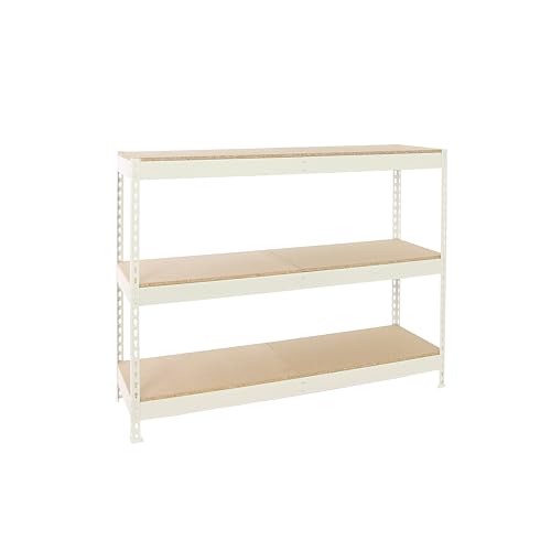PROREGAL Schwerlastregal Big Wood YETI Three | HxBxT 200x180x75cm | Fachlast 400kg | Weiß Standregal Werkstattregal Lagerregal Kellerregal von PROREGAL