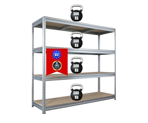 PROREGAL Schwerlastregal Dino 180x200x60cm 4 Spanplatten-Ebenen 16mm Fachlast 500kg Verzinkt, Garagenregal, Lagerregal, Steckregal, Kellerregal PROREGAL Schwerlastregal Dino 180x200x60cm 4 Spanplatten-Ebenen 16mm Fachlast 500kg Verzinkt, Garagenregal, Lagerregal, Steckregal, Kellerregal von PROREGAL