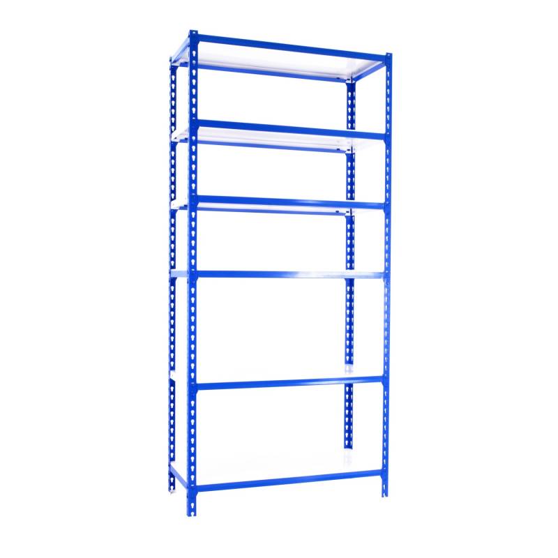 PROREGAL Schwerlastregal Giant Metal Shark HxBxT 250 x 110 x 30 cm Fachlast 200 kg Blau-Weiß von PROREGAL