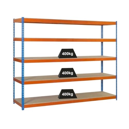 PROREGAL Schwerlastregal Giant Wood YETI Five | HxBxT 250x150x75cm | Fachlast 400kg | Blau-Orange | Regal Standregal Werkstattregal Lagerregal Kellerregal PROREGAL Schwerlastregal Giant Wood YETI Five | HxBxT 250x150x75cm | Fachlast 400kg | Blau-Orange | Regal Standregal Werkstattregal Lagerregal Kellerregal von PROREGAL