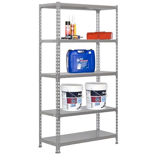 PROREGAL Schwerlastregal Metal Shark | HxBxT 180x80x40cm | Fachlast 180kg | Grau | Regal Standregal Aufbewahrungsregal von PROREGAL