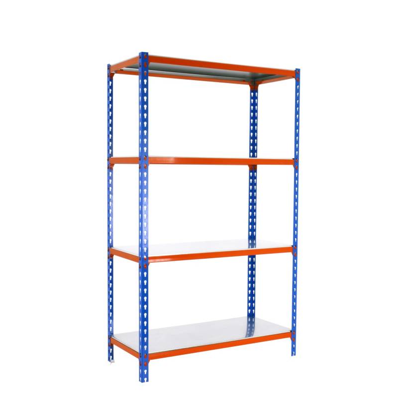 PROREGAL Schwerlastregal Mid Metal Shark HxBxT 150 x 110 x 30 cm Fachlast 200 kg Blau-Orange von PROREGAL
