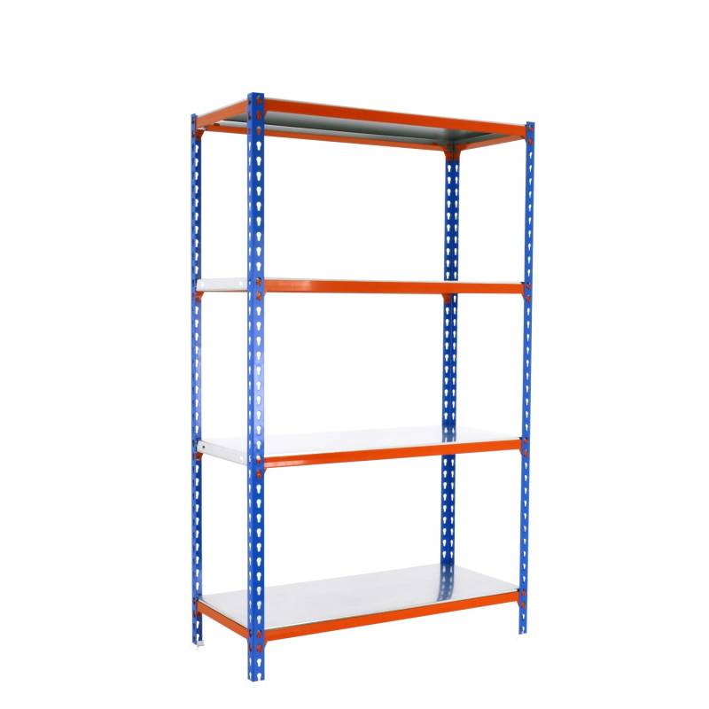 PROREGAL Schwerlastregal Mid Metal Shark HxBxT 150 x 80 x 40 cm Fachlast 180 kg Blau-Orange von PROREGAL