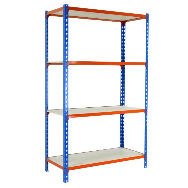 PROREGAL Schwerlastregal Mid Muli HxBxT 150 x 100 x 40 cm 4 Fachböden Fachlast 150 kg Blau-Orange von PROREGAL