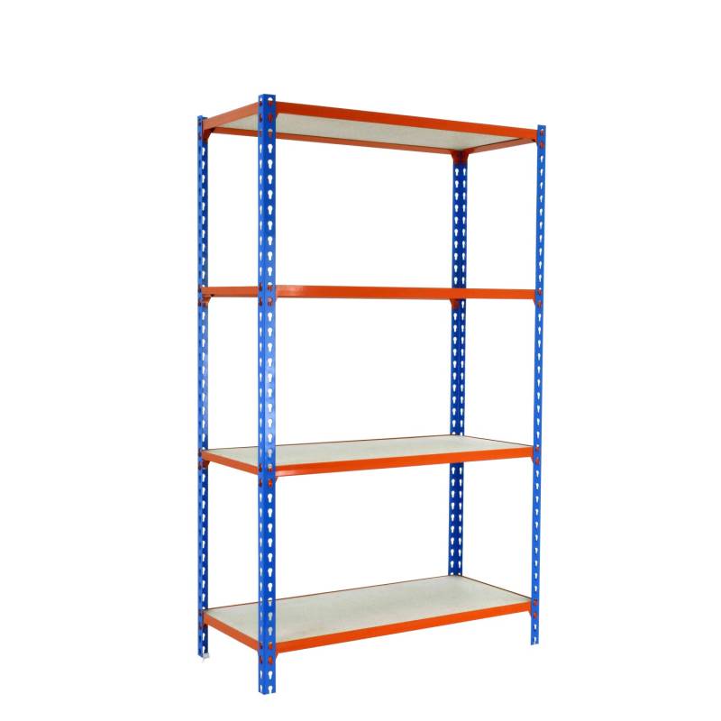 PROREGAL Schwerlastregal Mid Muli HxBxT 150 x 120 x 30 cm 4 Fachböden Fachlast 200 kg Blau-Orange von PROREGAL