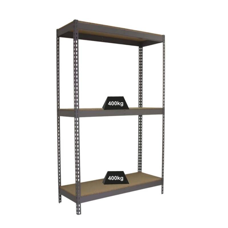 PROREGAL Schwerlastregal Mid Wood Yeti Three HxBxT 150 x 150 x 45 cm Fachlast 400 kg Grau von PROREGAL