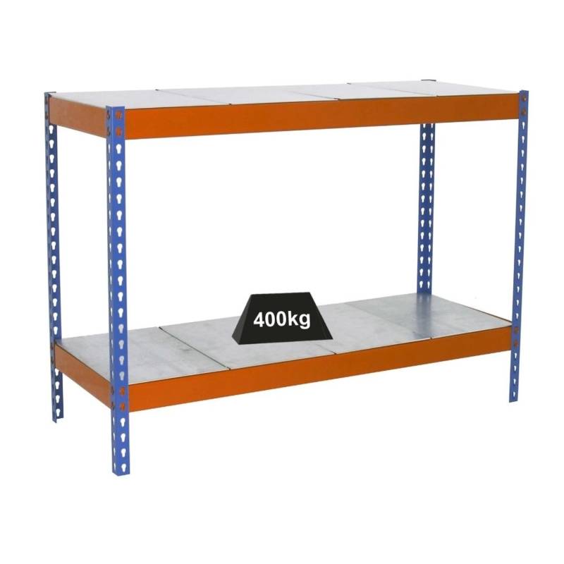 PROREGAL Schwerlastregal Mini Metal Yeti Two HxBxT 90 x 120 x 75 cm Fachlast 400 kg Blau-Orange von PROREGAL