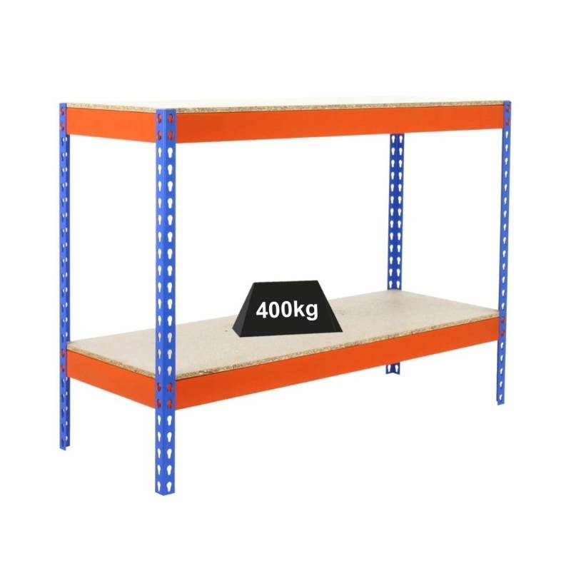 PROREGAL Schwerlastregal Mini Wood Yeti Two HxBxT 90 x 120 x 45 cm Fachlast 400 kg Blau-Orange von PROREGAL