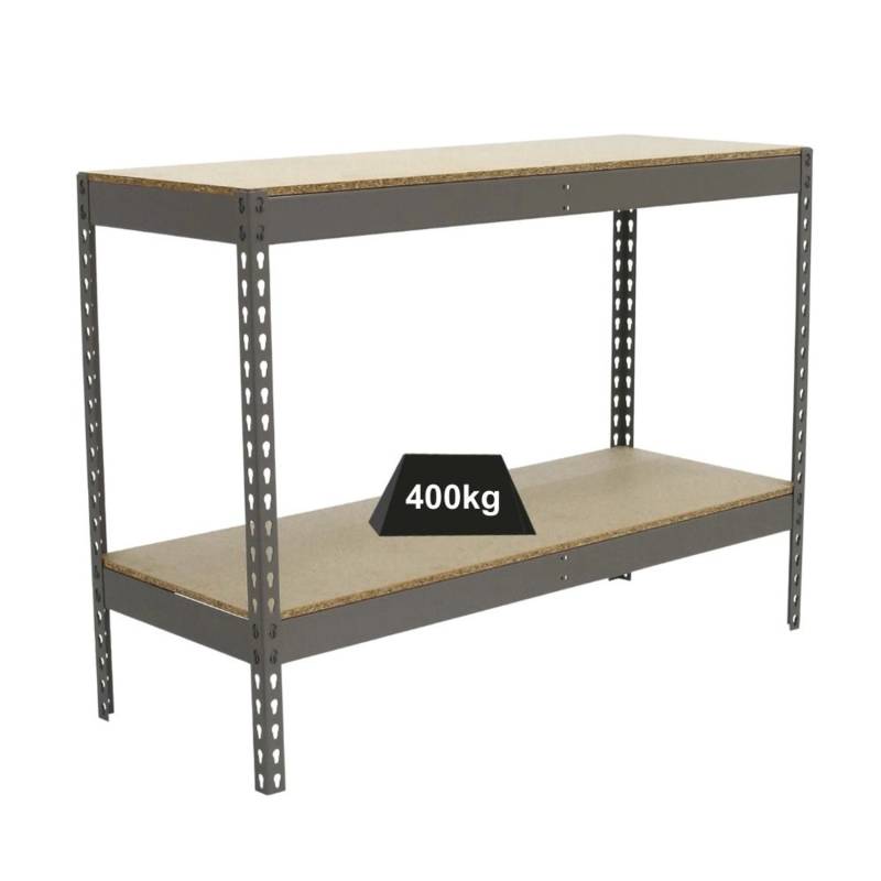 PROREGAL Schwerlastregal Mini Wood Yeti Two HxBxT 90 x 150 x 60 cm Fachlast 400 kg Grau von PROREGAL