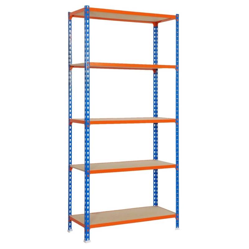 PROREGAL Schwerlastregal Muli HxBxT 180 x 90 x 30 cm 5 Fachböden Fachlast 150 kg Blau-Orange von PROREGAL