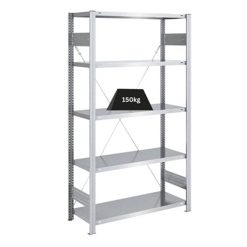 PROREGAL Schwerlastregal Silver Mamba Made In Germany  HxBxT 200 x 100 x 40 cm 5 Ebenen Je 150 kg Fachlast  Verzinkt von PROREGAL