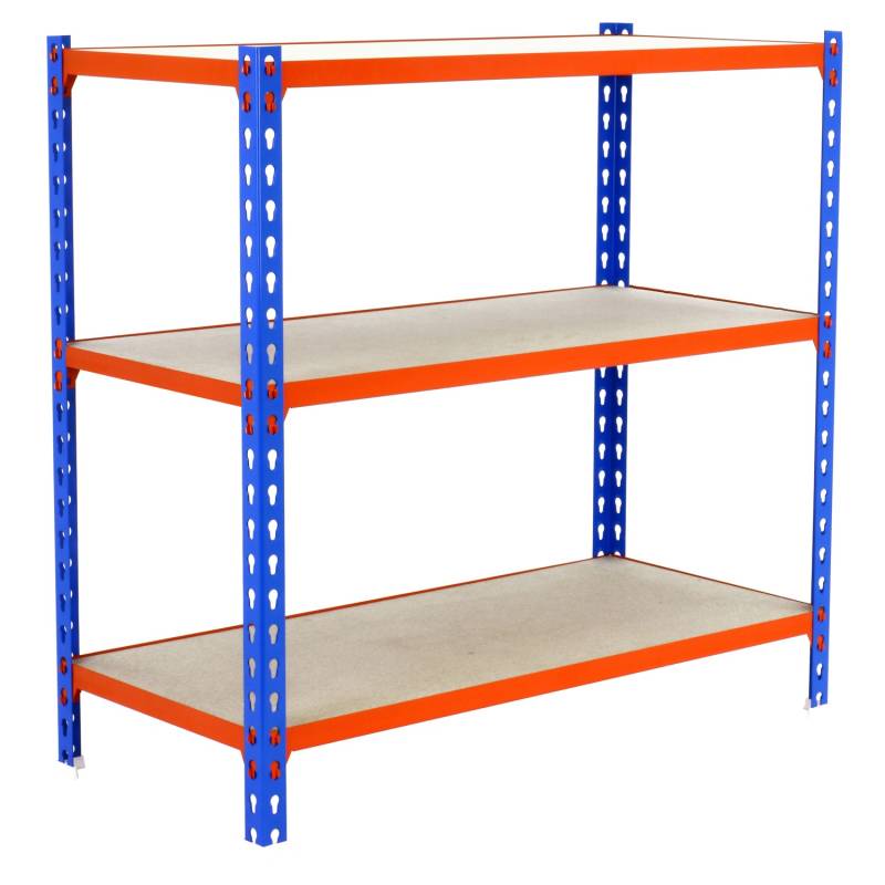 PROREGAL Schwerlastregal Small Muli HxBxT 100 x 110 x 50 cm 3 Fachböden Fachlast 200 kg Blau-Orange von PROREGAL