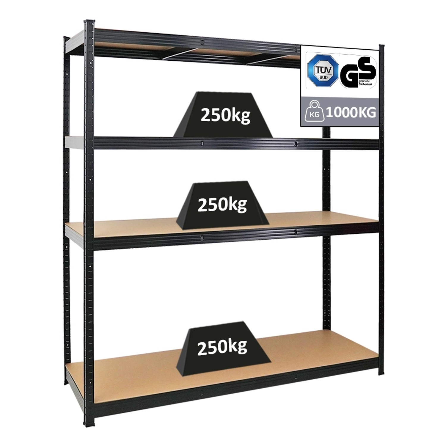 PROREGAL Schwerlastregal Taurus XL mit TÜV/GS Zertifizierung HxBxT 180 x 160 x 60 cm Fachlast 250 kg Schwarz PROREGAL Schwerlastregal Taurus XL mit TÜV/GS Zertifizierung HxBxT 180 x 160 x 60 cm Fachlast 250 kg Schwarz von PROREGAL