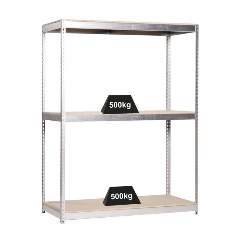 PROREGAL Schwerlastregal Wood Beast Three HxBxT 200 x 210 x 45 cm 3 Ebenen Fachlast 500 kg Verzinkt von PROREGAL