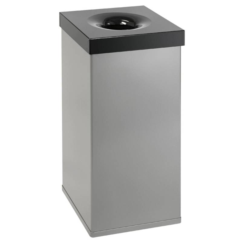 PROREGAL Selbstlöschender Eckiger Abfallsammler Aus AlumInium 110 Liter HxBxT 76,5 x 37 x 37 cm Alu Grau& Kopfteil Schwarz von PROREGAL