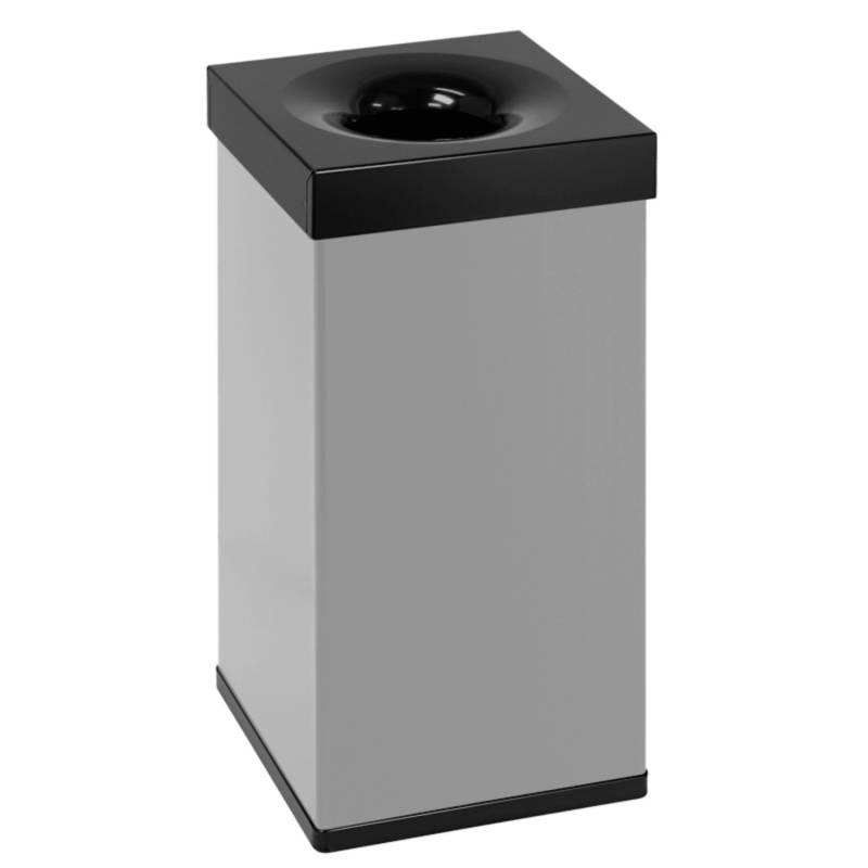 PROREGAL Selbstlöschender Eckiger Abfallsammler Aus AlumInium 55 Liter HxBxT 60 x 30 x 30 cm Alu Grau& Kopfteil Schwarz von PROREGAL