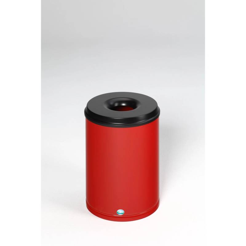 PROREGAL Selbstlöschender Papierkorb 50 Liter HxBxT 53 x 37 x 37 cm Verzinkter Stahl Rot von PROREGAL