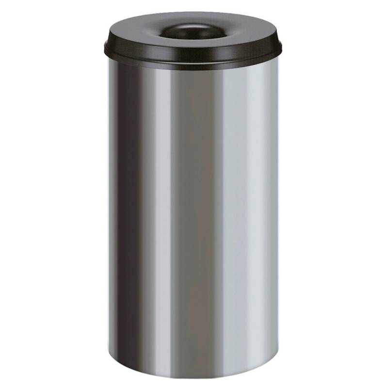 PROREGAL Selbstlöschender Papierkorb & Abfallsammler Aus Edelstahl 50 Liter HxØ 62,5 x 33,5 cm Silber& Kopfteil Schwarz von PROREGAL