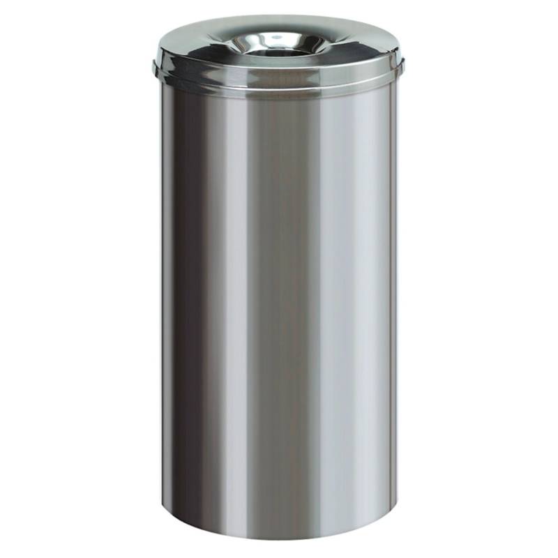 PROREGAL Selbstlöschender Papierkorb & Abfallsammler Aus Edelstahl 50 Liter HxØ 62,5 x 33,5 cm Silber von PROREGAL