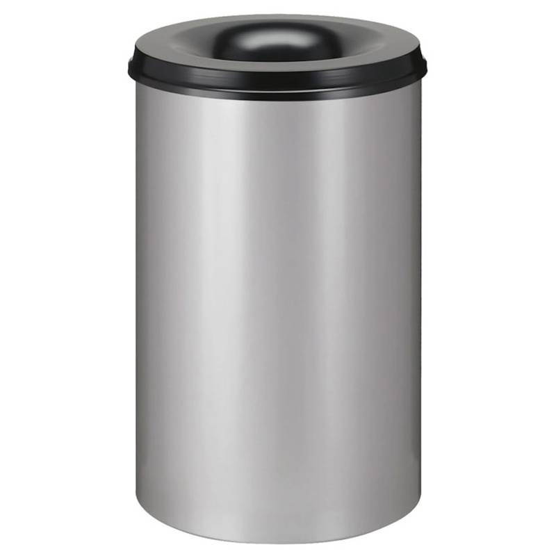 PROREGAL Selbstlöschender Papierkorb & Abfallsammler Aus Metall 110 Liter HxØ 72 x 47 cm Alu Grau & Kopfteil Schwarz von PROREGAL