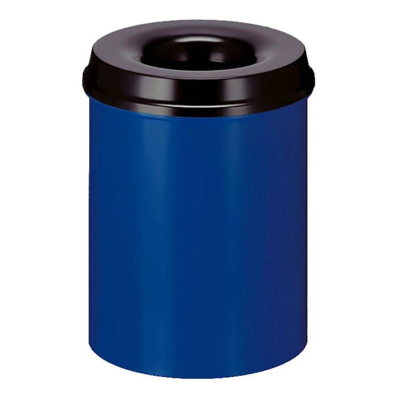 PROREGAL Selbstlöschender Papierkorb & Abfallsammler Aus Metall 15 Liter HxØ 36 x 26 cm Blau & Kopfteil Schwarz von PROREGAL