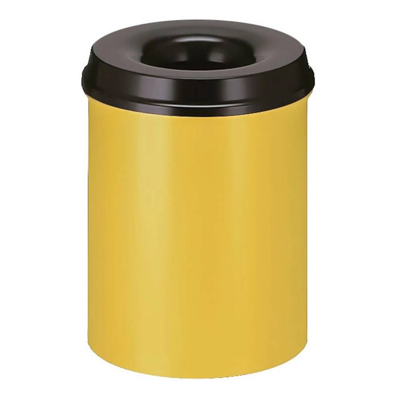 PROREGAL Selbstlöschender Papierkorb & Abfallsammler Aus Metall 15 Liter HxØ 36 x 26 cm Gelb & Kopfteil Schwarz von PROREGAL
