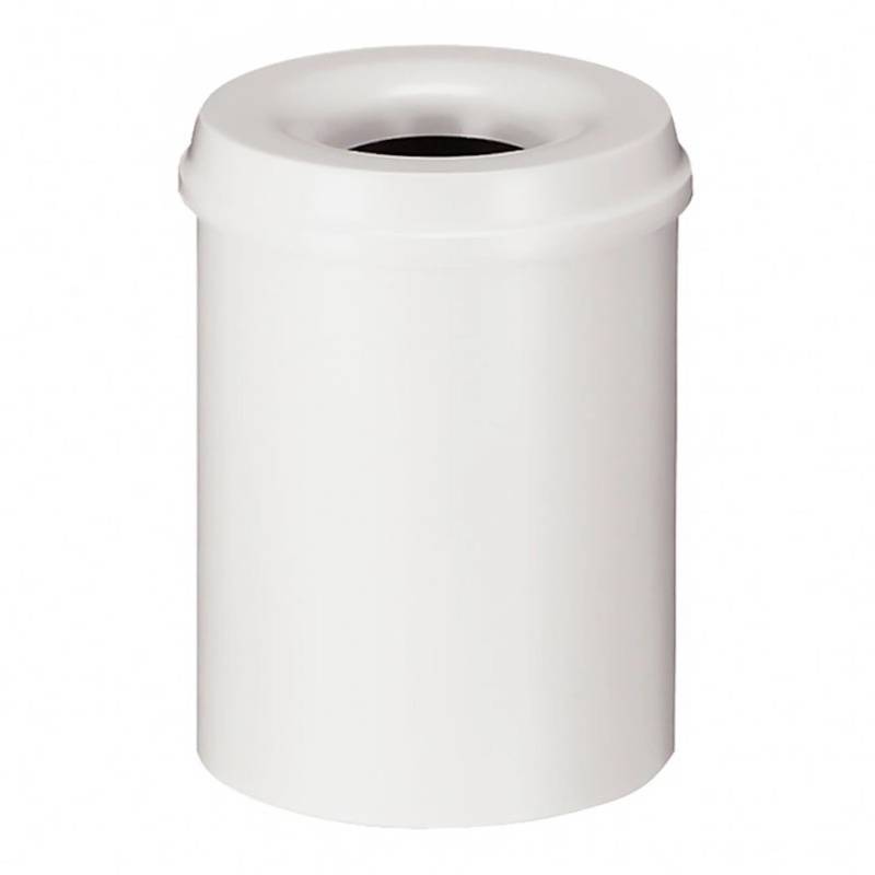 PROREGAL Selbstlöschender Papierkorb & Abfallsammler Aus Metall 15 Liter HxØ 36 x 26 cm Weiß von PROREGAL