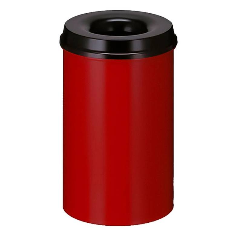 PROREGAL Selbstlöschender Papierkorb & Abfallsammler Aus Metall 20 Liter HxØ 42,6 x 26 cm Rot & Kopfteil Schwarz von PROREGAL