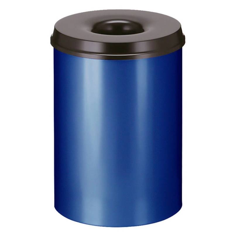 PROREGAL Selbstlöschender Papierkorb & Abfallsammler Aus Metall 30 Liter HxØ 47 x 33,5 cm Blau & Kopfteil Schwarz von PROREGAL