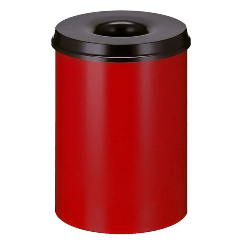PROREGAL Selbstlöschender Papierkorb & Abfallsammler Aus Metall 30 Liter HxØ 47 x 33,5 cm Rot & Kopfteil Schwarz von PROREGAL