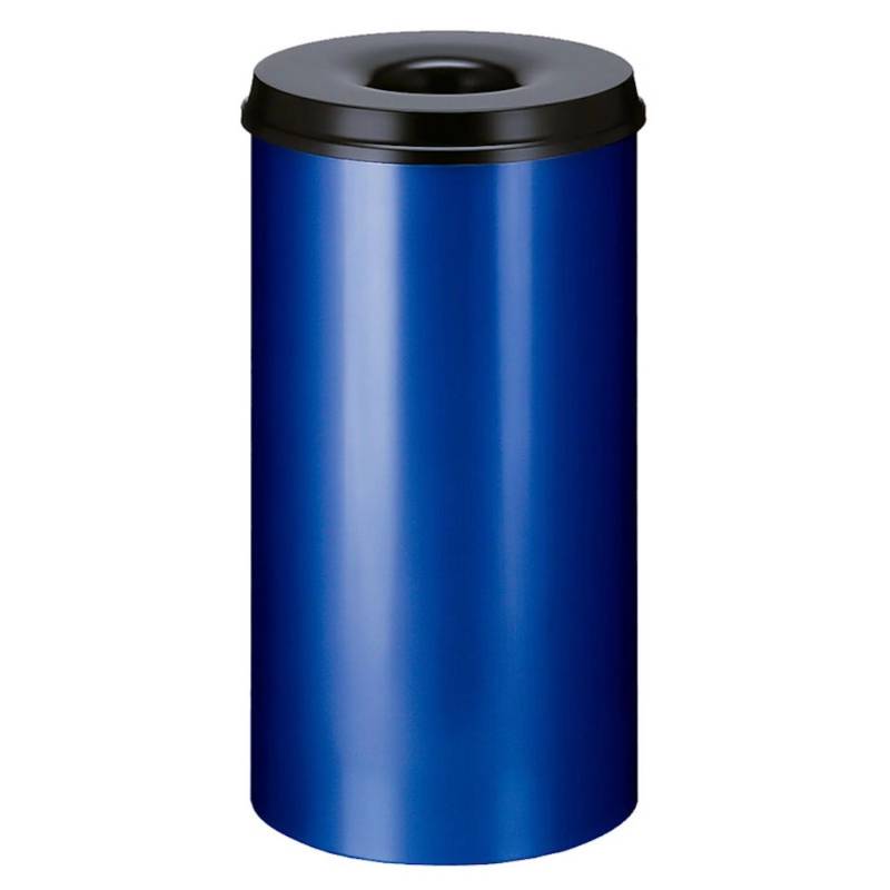 PROREGAL Selbstlöschender Papierkorb & Abfallsammler Aus Metall 50 Liter HxØ 63 x 33,5 cm Blau & Kopfteil Schwarz von PROREGAL