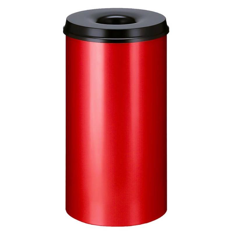PROREGAL Selbstlöschender Papierkorb & Abfallsammler Aus Metall 50 Liter HxØ 63 x 33,5 cm Rot & Kopfteil Schwarz von PROREGAL
