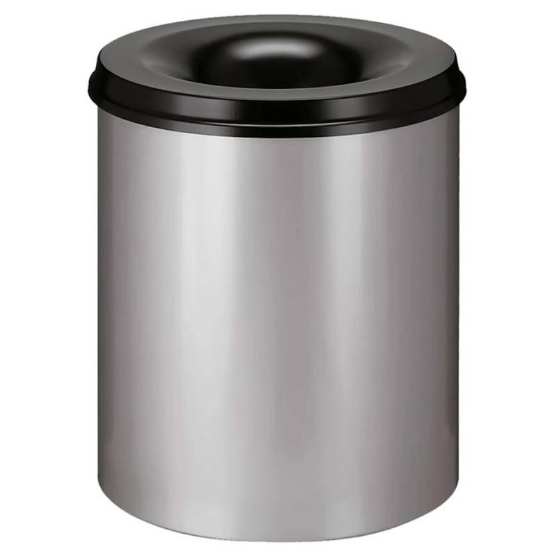PROREGAL Selbstlöschender Papierkorb & Abfallsammler Aus Metall 80 Liter HxØ 54 x 47 cm Alu Grau & Kopfteil Schwarz von PROREGAL