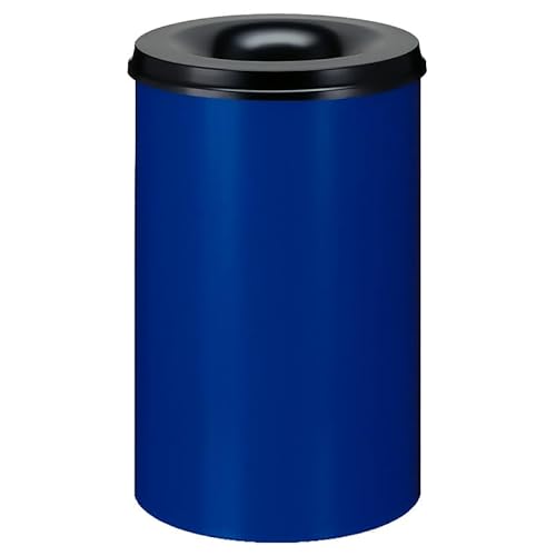 PROREGAL Selbstlöschender Papierkorb & Abfallsammler aus Metall | 110 Liter, HxØ 72x47cm | Blau, Kopfteil Schwarz von PROREGAL