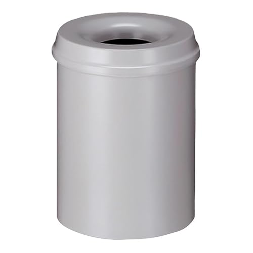 PROREGAL Selbstlöschender Papierkorb & Abfallsammler aus Metall | 15 Liter, HxØ 36x26cm | Grau von PROREGAL