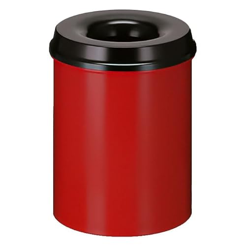 PROREGAL Selbstlöschender Papierkorb & Abfallsammler aus Metall | 15 Liter, HxØ 36x26cm | Rot, Kopfteil Schwarz PROREGAL Selbstlöschender Papierkorb & Abfallsammler aus Metall | 15 Liter, HxØ 36x26cm | Rot, Kopfteil Schwarz von PROREGAL