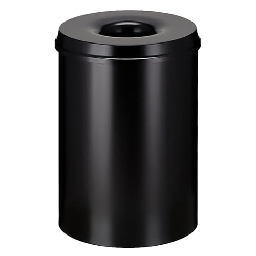 PROREGAL Selbstlöschender Papierkorb & Abfallsammler aus Metall | 30 Liter, HxØ 47x33,5cm | Schwarz von PROREGAL