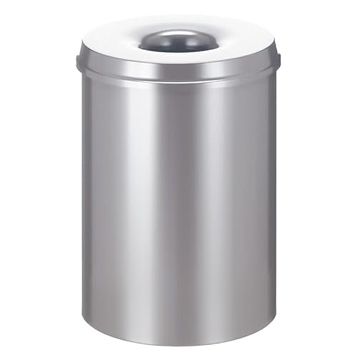 PROREGAL Selbstlöschender Papierkorb & Abfallsammler aus Metall | 30 Liter, HxØ 47x33,5cm | Silber von PROREGAL