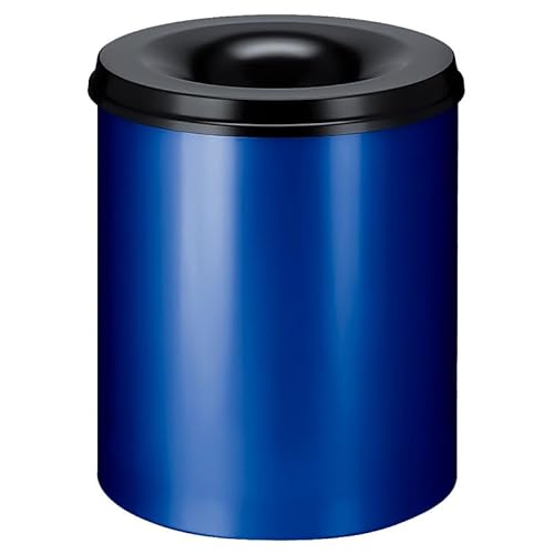 PROREGAL Selbstlöschender Papierkorb & Abfallsammler aus Metall | 80 Liter, HxØ 54x47cm | Blau, Kopfteil Schwarz von PROREGAL