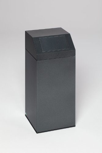 PROREGAL Selbstlöschender Wertstoffsammler Metall | 47 Liter, HxBxT 79x32x32cm | Verzinkter Stahl | Dunkelgrau | Mülleimer Abfalleimer Müllkorb von PROREGAL