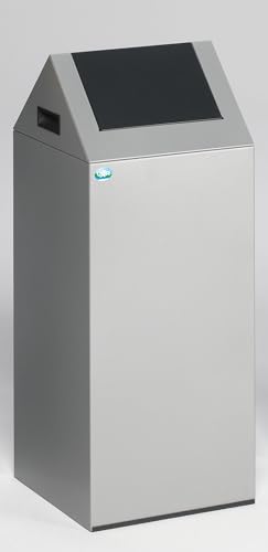 PROREGAL Selbstlöschender Wertstoffsammler spitz | 60 Liter, HxBxT 80x32x32cm | Verzinkter Stahl | Silber-Anthrazit | Mülleimer Abfalleimer Müllkorb von PROREGAL
