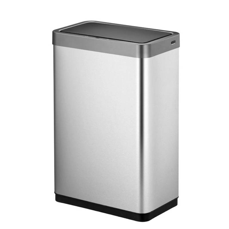 PROREGAL Sensor Abfallbehälter Aus Mattem Edelstahl 40 Liter HxBxT 64,8 x 47 x 28 cm Zwei Kunststoff Inneneimer Automatische Öffnung&Schließung Silber von PROREGAL