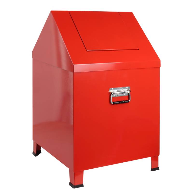 PROREGAL Sicherheits Putzwollkasten mit Selbstschließendem Schwingdeckel HxBxT 68 x 40 x 40 cm Feuerrot von PROREGAL