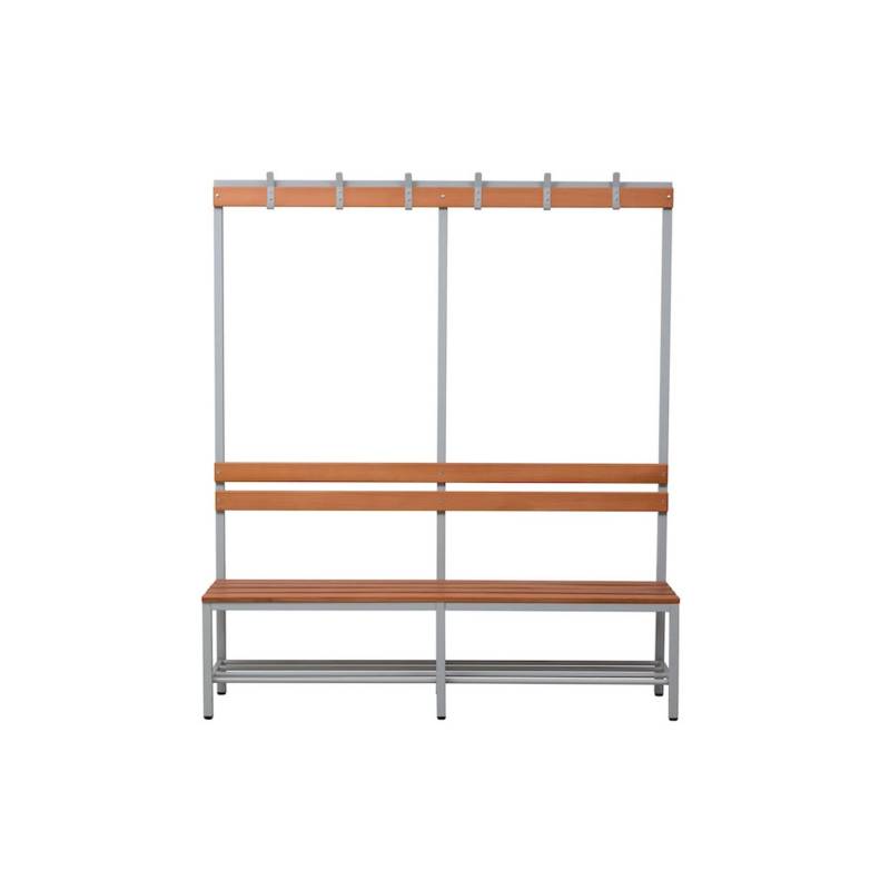 PROREGAL Sitzbank Seal Freistehend Rückenlehne Hakenleiste Schuhrost HxBxT 40 x 200 x 40 cm Holz von PROREGAL